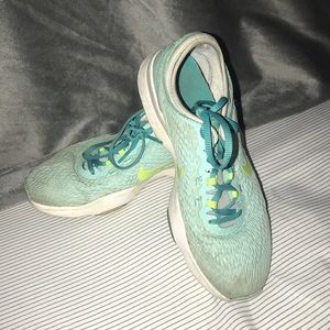 teal and green nike shoes